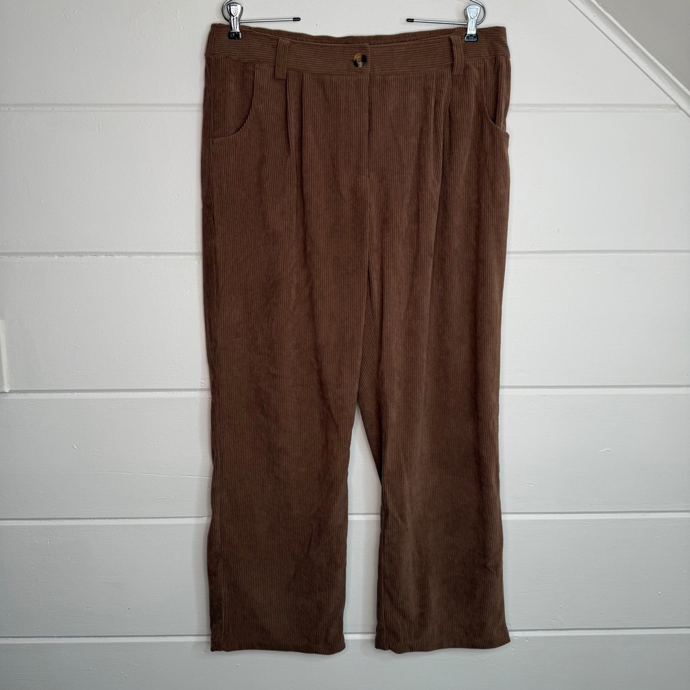 Halara XL Corduroy Pants Straight Leg Academia Minimalist Brown Aura Cord